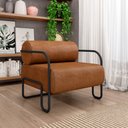 Ver imagem 2 de Kit 2 Poltronas Decorativas Sala de Estar Polatsk Base Industrial de Ferro Pu Caramelo G33 - Gran Be