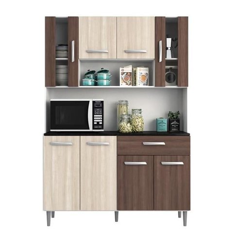Kit Cozinha 8 Portas 1 Gaveta Livia Branco/rovere/amêndoa - Fdecor