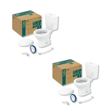 Kit 2 Vaso Sanitário com Caixa Acoplada e Assento Soft Close Azaléa Celite