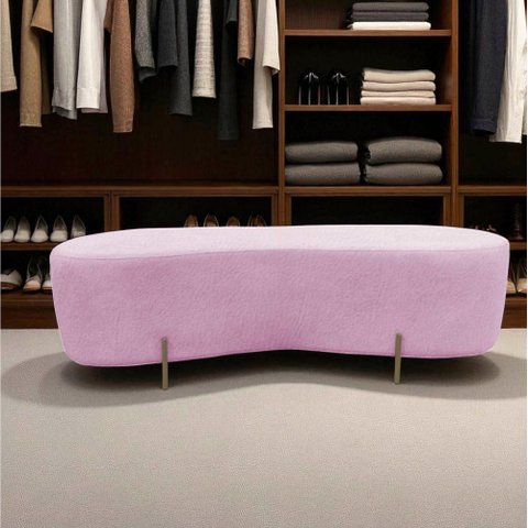 Puff Decorativo Orgânico Alana Couro Rosa Bebê
