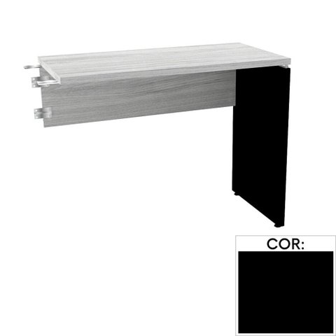 Mesa de Escritório Complemento 90 x 45cm Pé Painel Pe25 em MDP Preta com Base Preta