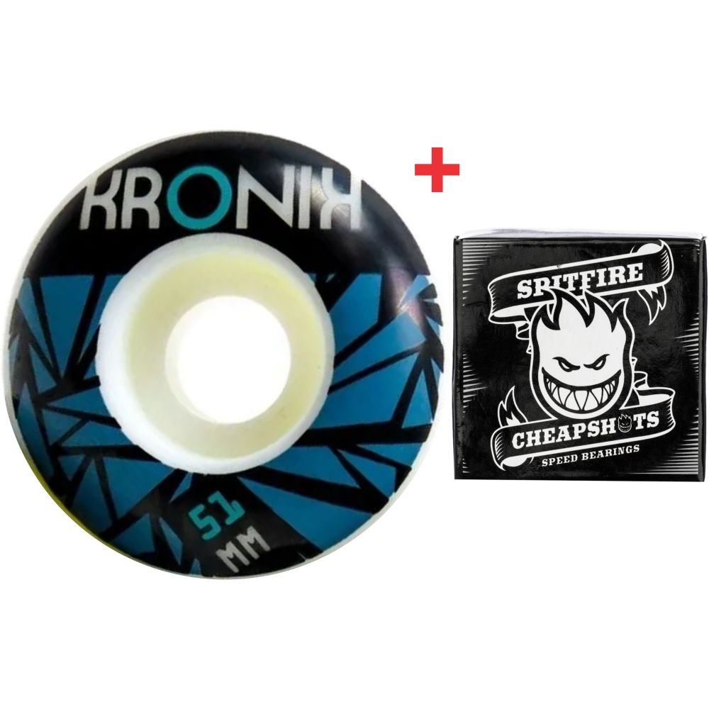 Kronik Rims Roda Kronik 51mm 98A + Rolamento Spitfire Cheapshots | MadeiraMadeira