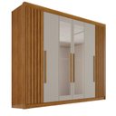 Ver imagem 2 de Guarda-Roupa Casal com Espelho 100% MDF 6 Portas 6 Gavetas Granada Premium Marrom/Cinamomo/Off-White