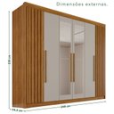 Ver imagem 3 de Guarda-Roupa Casal com Espelho 100% MDF 6 Portas 6 Gavetas Granada Premium Marrom/Cinamomo/Off-White