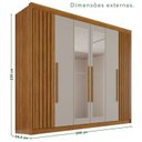 Ver imagem 3 de Guarda-Roupa Casal com Espelho 100% MDF 6 Portas 6 Gavetas Granada Premium Marrom/Cinamomo/Off-White