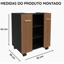Ver imagem 4 de Gabinete com Rodízios e Prateleiras para Banheiro Pequeno Premium - Preto/Ripado