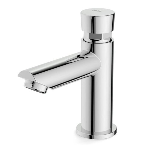 Kit com 3 Torneira para Banheiro de Mesa Bica Baixa Fechamento Automático Ecopress Celite Prata/Cromado
