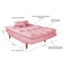 Sofá Cama Vancouver 3 Lugares Império Reclinável Casal Pés Madeira Suede Rosa 200 - 5