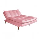Ver imagem 2 de Sofá Cama Vancouver 3 Lugares Império Reclinável Casal Pés Madeira Suede Rosa 200