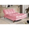 Sofá Cama Vancouver 3 Lugares Império Reclinável Casal Pés Madeira Suede Rosa 200 - 4