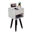 Ver imagem 1 de Mesa de Cabeceira Retro 30cm Pé Palito Marrom Escuro Envio Montada