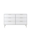 Ver imagem 1 de Cômoda 6 Gavetas Yves 135 Cm - Branco Fosco C/ Champanhe