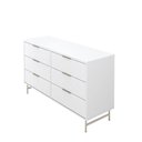 Ver imagem 3 de Cômoda 6 Gavetas Yves 135 Cm - Branco Fosco C/ Champanhe