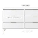 Ver imagem 2 de Cômoda 6 Gavetas Yves 135 Cm - Branco Fosco C/ Champanhe