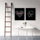Ver imagem 2 de Kit 2 Quadros Mamãe Qualidades - Love 24x18cm - com vidro:Madeira branca