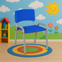 Ver imagem 2 de Kit 9 Cadeiras Infantil Iso, Escola, Base Cinza- Azul