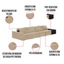 Ver imagem 3 de Sofá Ilha 4 Lugares Living 392cm Modulado Sala Lary Veludo Bege/pu Pto K01 - D'rossi