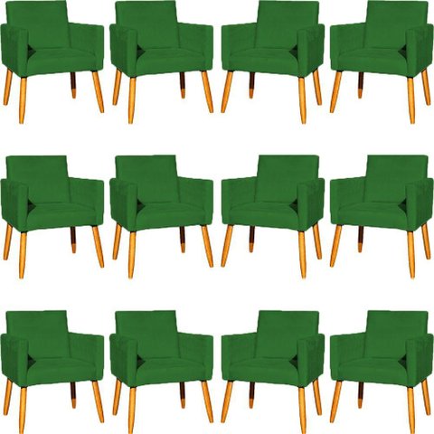 Kit 12 Poltronas Decorativa para Sala Nina Suede Cores Pé Palito 30cm Castanho - Suede