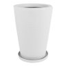 Vaso Para Plantas E Flores Com Prato Decorativo Polietileno Torre P Mix-Plant 19x18,5cm:Clean - 1