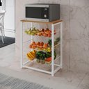 Ver imagem 1 de Fruteira Com Suporte Para Micro-Ondas Barcelona Aço Branco Cesto Branco Tampo Canela Cor: Branco