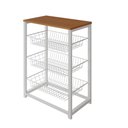 Ver imagem 3 de Fruteira Com Suporte Para Micro-Ondas Barcelona Aço Branco Cesto Branco Tampo Canela Cor: Branco