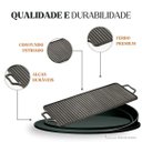 Ver imagem 2 de Chapa Estriada Retangular Alça de Ferro 30x70x2,5cm