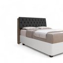Ver imagem 2 de Cabeceira Ísis Queen Fixação no Box em MDF-MDP Chocolate com Capitonê Preto Framar