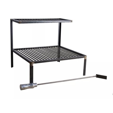 Grelha em Aço Carbono para Alvenaria Rústica Barra Chata 45cm Atiçador de Fogo