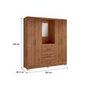 Ver imagem 2 de Guarda Roupa Solteiro 4 Portas e 3 Gavetas C/ Espelho Roma 1181 C/ Pés Freijo - Carraro