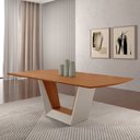 Ver imagem 2 de Mesa para Sala de Jantar Rubi 180cm Madeira Tampo Barril Laminado Moderna Mobília