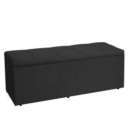 Kit Painel e Calçadeira Baú Solteiro 0,90m Roma Suede - Pallazio Cor Preto - 8
