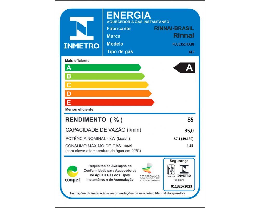 Aquecedor de Água a Gás Rinnai 35 Litros E35 Fec para Glp (digital para Sistemas) - 7