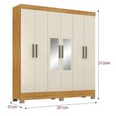 Ver imagem 5 de Cômoda Flora e Guarda Roupa Casal Prático Cinamon Touch Off White com Espelho – Demóbile