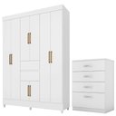 Ver imagem 1 de Kit Guarda Roupa Casal 8 Portas Munique Cômoda Astral Branco