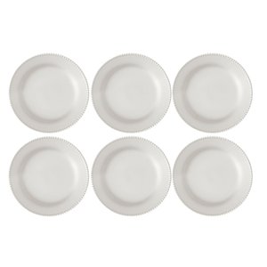 Conjunto 6 Pratos Raso Cerâmica 27cm Perla Branco