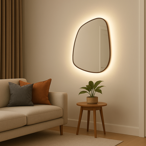 Espelho Tobago - Linha Couro - - 100x70 - com LED - Preto