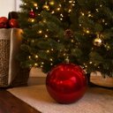 Ver imagem 5 de Kit 2 Bolas de Natal Gigante Vermelha 20cm Tradicional Brilho Espelhado com Cordão para Pendurar