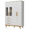 Guarda Roupa Infantil Retrô Peroba 4 Portas Branco Amêndoa - 1