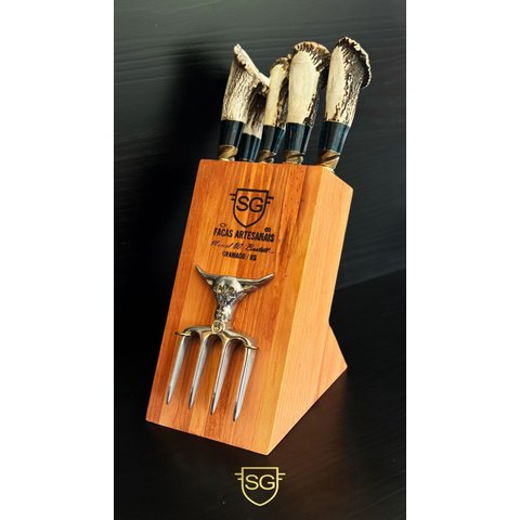 Cepo Premium Sg em Inox e Cabos de Roseta de Cervo