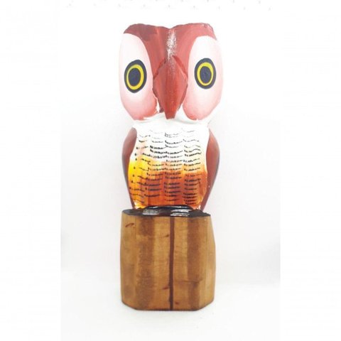 Coruja no Toco de Madeira (19cm)