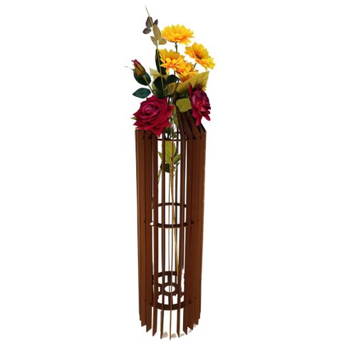 Vaso de Chão Decorativo Grande Mdf Penedo:marrom/90x20cm