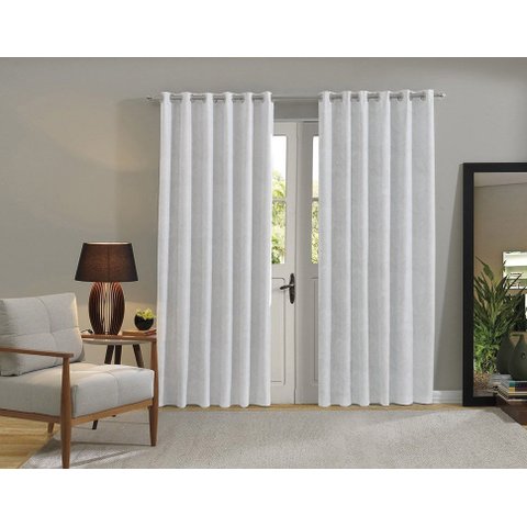 Cortina Jacquard Sala Quarto e Escritório P/ Varão 2 metros Cor:Branca