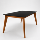 Ver imagem 1 de Mesa de Jantar Paris Madeira Maciça 180x90cm Tampo Retângular Vidro Móveis Minas Preto