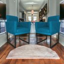 Ver mais imagens de Kit 02 Poltrona Decorativa Recepção Klara Base Preta Suede Cor:turquesa