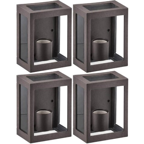 Kit 4 Luminárias de Parede Arandelas E27 Quadradas Externas Internas Dital Termoplástico Marrom