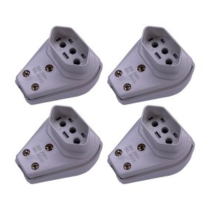 Kit 4 Plug Femea Gigante Bipolar 2p +t 20a 250v Ilumi Cor:cinza