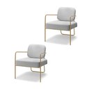 Ver imagem 2 de Poltrona Sala de Jantar Elaine Kit 2 Base Aço Dourado Linho K01 - D'rossi