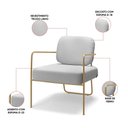 Ver imagem 3 de Poltrona Sala de Jantar Elaine Kit 2 Base Aço Dourado Linho K01 - D'rossi