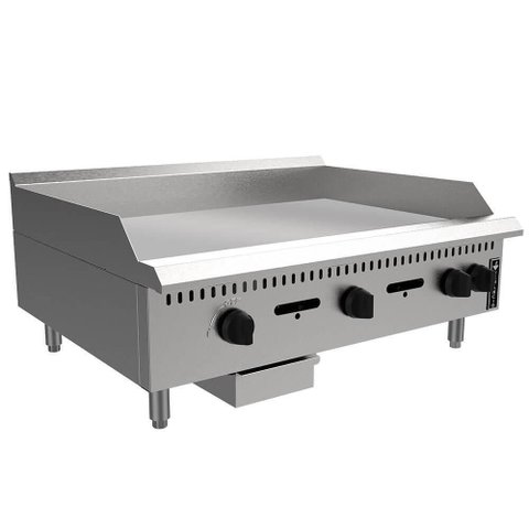 Chapa a Gás Industrial de Mesa Venâncio Aço Inox Manual 90cm Prime 8mm Profissional PCM090G-Me