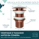 Ver imagem 2 de Válvula Rose Gold Click 1 1/4 Banheiro Ralo Pia Cuba